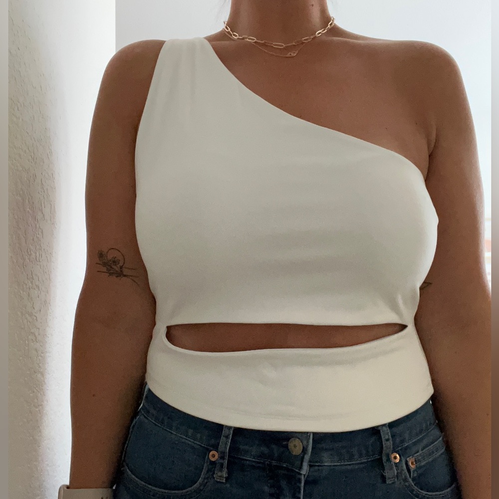 Abercrombie & Fitch one shoulder, cut out, cropped tank top
